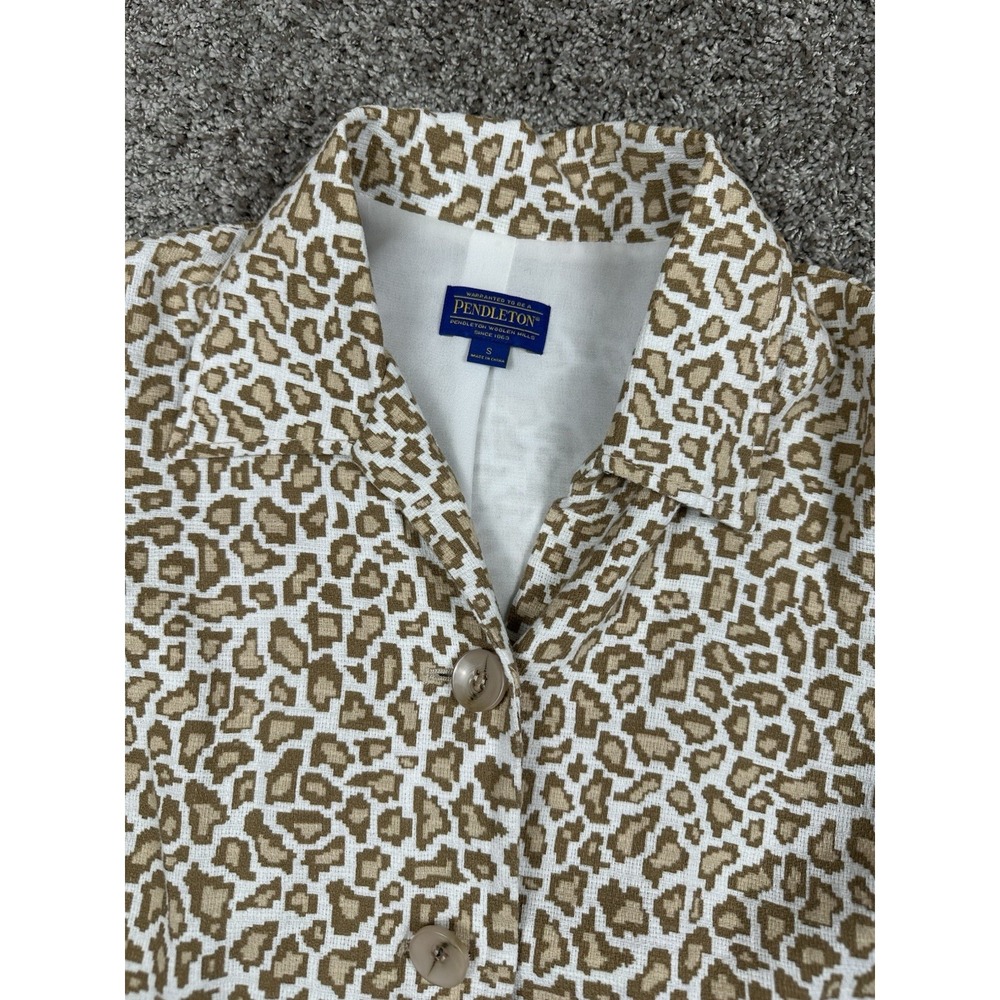 Pendleton Leopard Print Linen‎ Blend Cropped Shirt‑Jacket Women's S